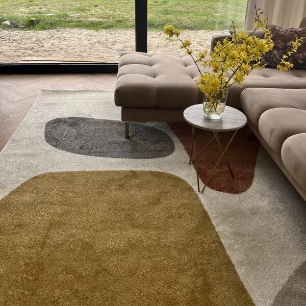 Makro Abra Moderní kusový koberec LUCY NP21A krémový žlutý hnědý Rozměr: 120x170 cm