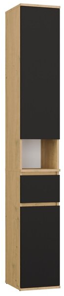 TP Living Vysoká koupelnová skříňka Lior 30 cm černá/dub Artisan