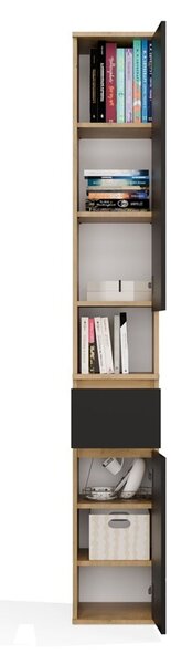 TP Living Vysoká koupelnová skříňka Lior 30 cm černá/dub Artisan