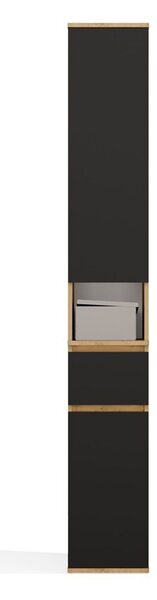 TP Living Vysoká koupelnová skříňka Lior 30 cm černá/dub Artisan