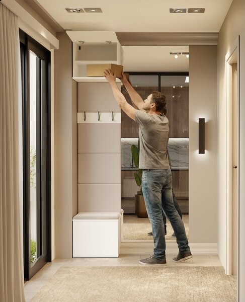 TP Living Předsíňová stěna HAGA 1W 50 cm bílá/kašmír