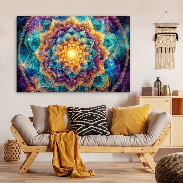 DUBLEZ | Dřevěný obraz - Mandala Galaxie | UV tisk, Premium