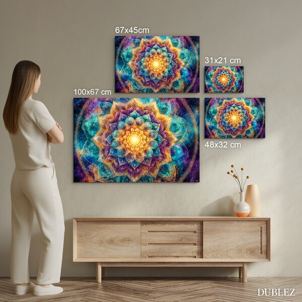 DUBLEZ | Dřevěný obraz - Mandala Galaxie | UV tisk, Premium