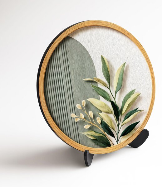 DUBLEZ | Kruhový art obraz na dřevě - Botanica | UV tisk, Premium