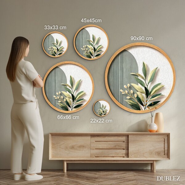 DUBLEZ | Kruhový art obraz na dřevě - Botanica | UV tisk, Premium