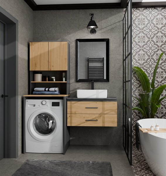 TP Living Koupelnová skříňka nad pračku Pola Multi antracit/dub Artisan