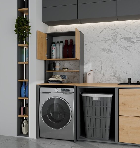 TP Living Koupelnová skříňka nad pračku Pola Multi antracit/dub Artisan