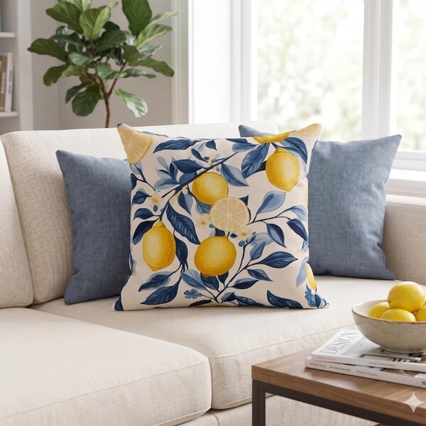 DEKORAČNÍ POVLAK NA POLŠTÁŘ SICIL LIMONE1 43X43 CM VZOROVANÝ