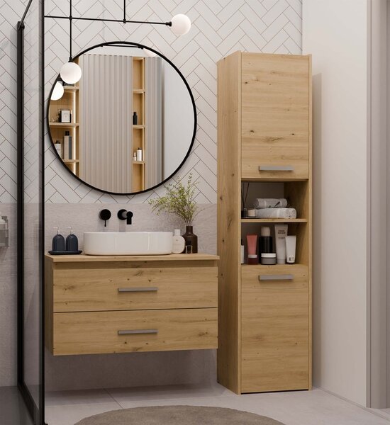 TP Living Závěsná skříňka pod umyvadlo s deskou Nel 2S 80 cm dub Artisan