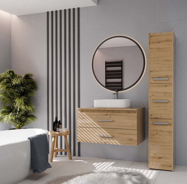 TP Living Závěsná skříňka pod umyvadlo s deskou Nel 2S 80 cm dub Artisan