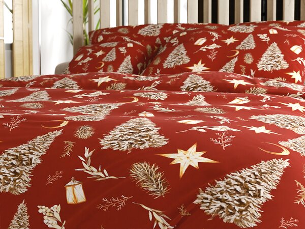 Povlečení z mikrovlákna GOLD CHRISTMAS červené Rozměr povlečení: 70 x 90 cm | 140 x 220 cm