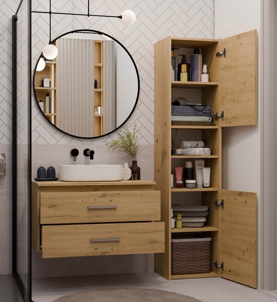 TP Living Závěsná skříňka pod umyvadlo s deskou Nel 2S 80 cm dub Artisan