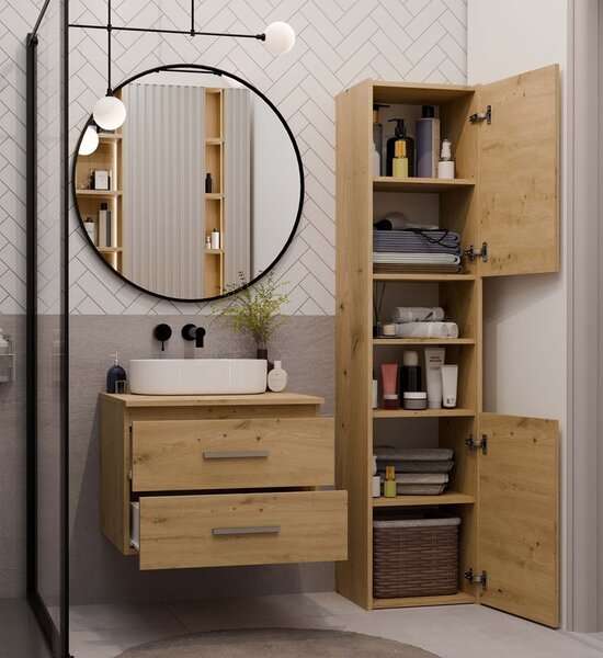 TP Living Závěsná skříňka pod umyvadlo s deskou Nel 2S 60 cm dub Artisan