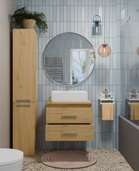 TP Living Závěsná skříňka pod umyvadlo s deskou Nel 2S 60 cm dub Artisan