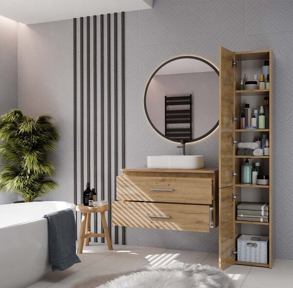 TP Living Závěsná skříňka pod umyvadlo s deskou Nel 2S 80 cm dub Artisan