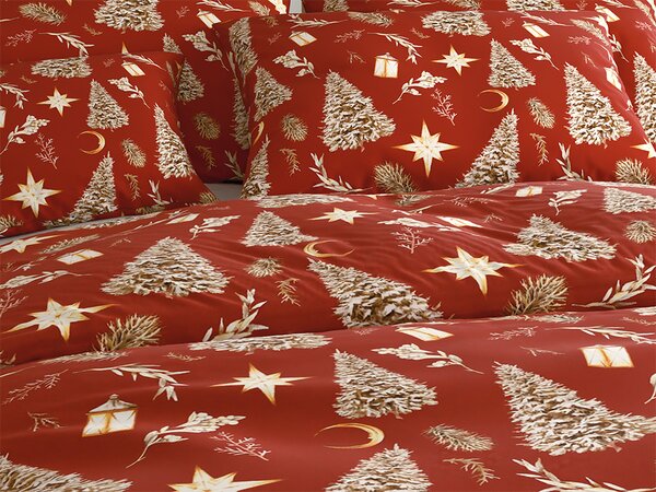 Povlečení z mikrovlákna GOLD CHRISTMAS červené Rozměr povlečení: 70 x 90 cm | 140 x 220 cm