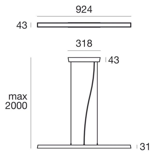 Linealight Venkovní LED závěsné osvětlení Lira_PB, d.92cm, 27W, IP65 Barva: Černá