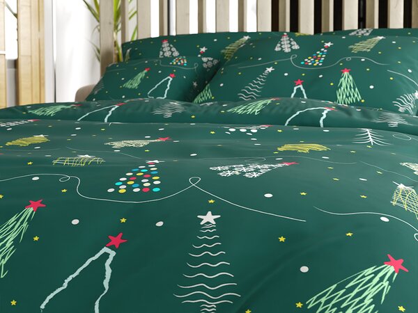 Povlečení z mikrovlákna CHRISTMAS DRIFT zelené Rozměr povlečení: 2 ks 70 x 90 cm | 200 x 220 cm