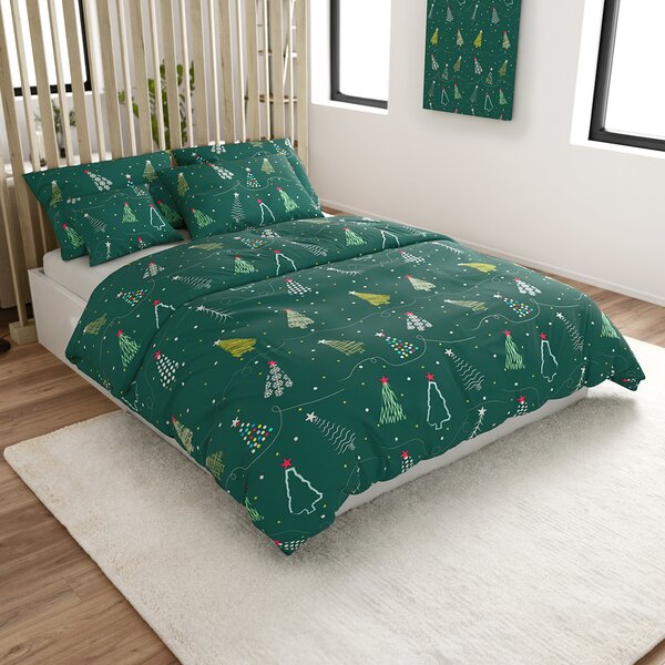 Povlečení z mikrovlákna CHRISTMAS DRIFT zelené Rozměr povlečení: 2 ks 70 x 90 cm | 200 x 220 cm