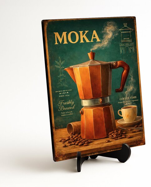 DUBLEZ | Retro obraz - Moka Coffee Time | UV tisk, Premium