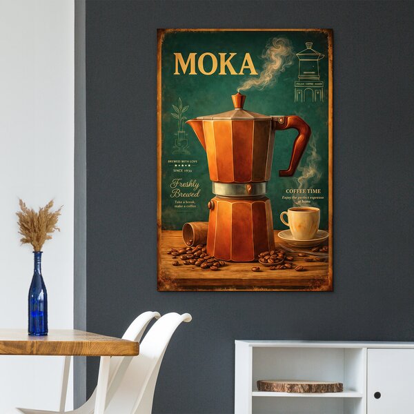 DUBLEZ | Retro obraz - Moka Coffee Time | UV tisk, Premium