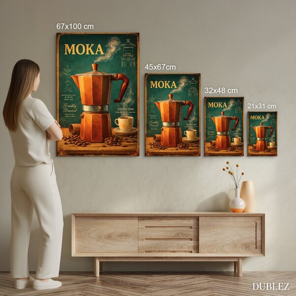 DUBLEZ | Retro obraz - Moka Coffee Time | UV tisk, Premium