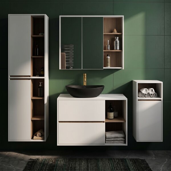 Ak furniture Keramické umyvadlo na desku OVALIS 41 cm matné černé