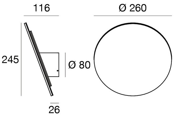 Linealight Nástěnné LED svítidlo Gemini_W2, pr.26cm, 18W, IP40 Barva: Bronzová, Teplota světla: 3000K