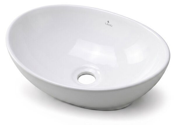 Ak furniture Keramické umyvadlo na desku OVALIS 41 cm lesklé bílé