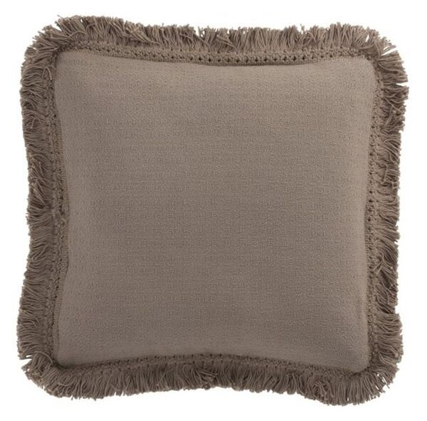 Taupe bavlněný polštář Fransen s třásněmi - 45*45 cm - J-Line by Jolipa