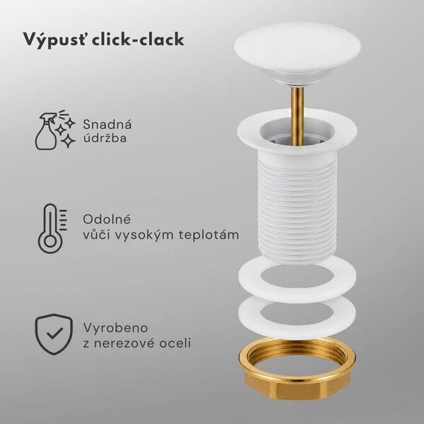 Ak furniture Výpusť click-clack bez přepadu Clara bílá
