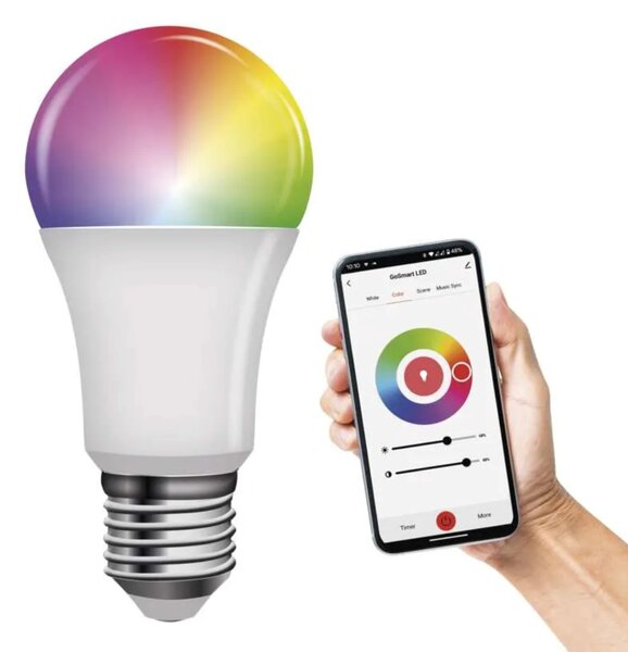 Smart LED žárovka stmívatelná GOSMART ZQW514R E27, 9W, vícebarevná + RGB