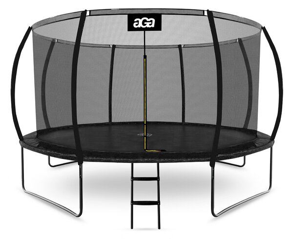 Trampolína Aga 366 cm Černá + ochranná síť + žebřík
