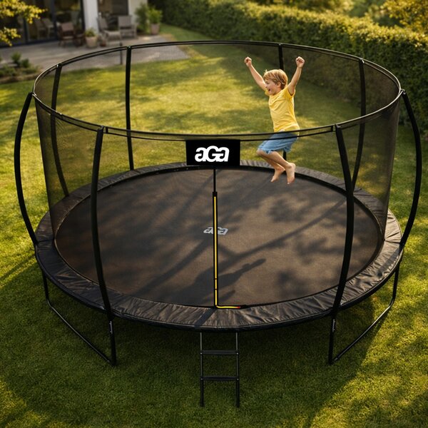 Trampolína Aga 430 cm Černá + ochranná síť + žebřík