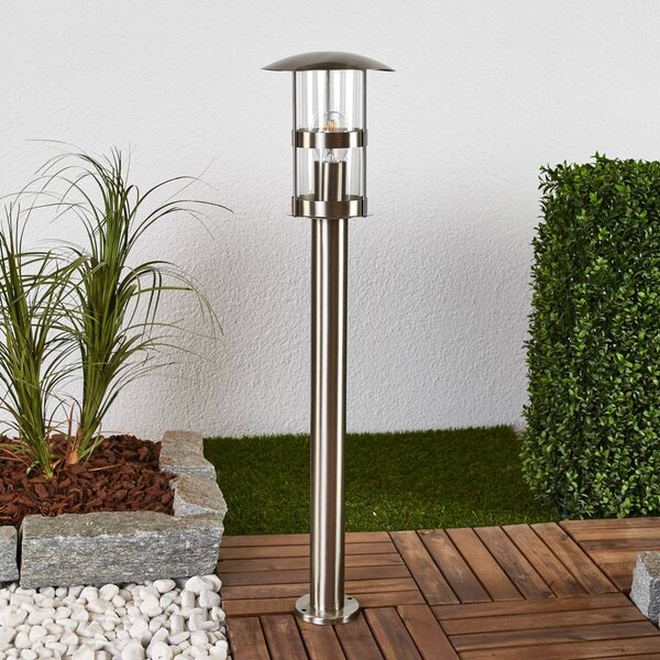 Lindby osvětlení cesty Noemi, šedé, nerezová ocel, 80 cm, IP44, stmívatelný, Hliník / šedá / zinek, Nerezová ocel, Moderní