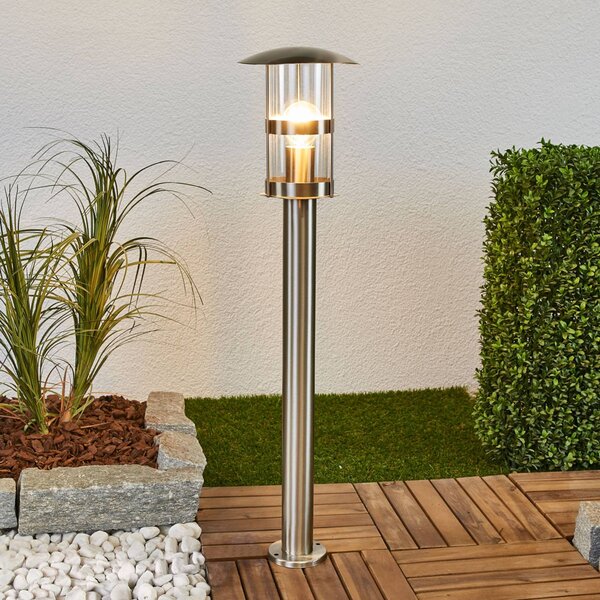 Lindby osvětlení cesty Noemi, šedé, nerezová ocel, 80 cm, IP44, stmívatelný, Hliník / šedá / zinek, Nerezová ocel, Moderní