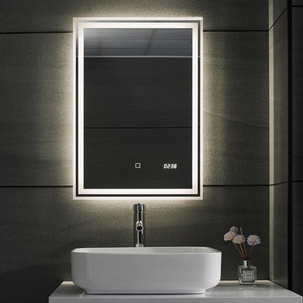 Aquamarin zrcadlo s LED osvětlením, 50 x 70 cm
