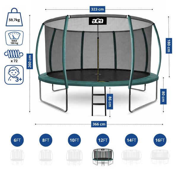 Aga Trampolína 366 cm + ochranná síť + žebřík