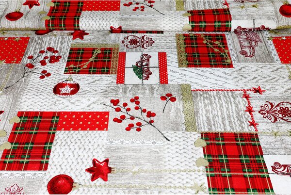 Dekorační látka bavlna Merry Christmas Barva Vícebarevná Rozměry Vzorek (10x10 cm +/-1 cm)