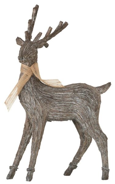 Hnědá dekorace figurka stojící jelen - 24*10*44 cm - J-Line by Jolipa
