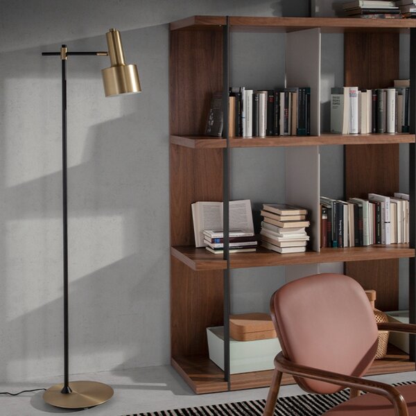 -25 % Dny MOMENTI– Zlatá kovová stojací lampa Angel Cerdá No. 8069, 164 cm