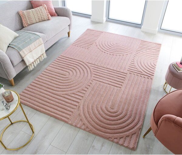 Růžový vlněný koberec Flair Rugs Zen Garden, 120 x 170 cm