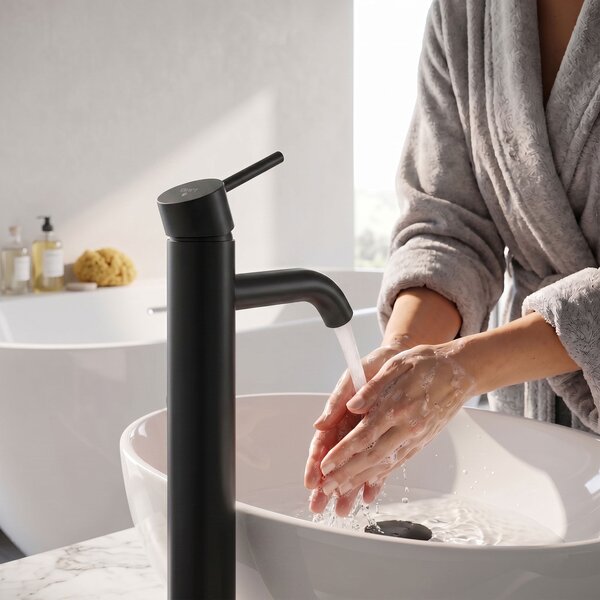 Ak furniture Vysoká umyvadlová baterie VERTI matná černá