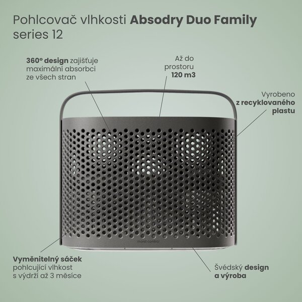 Everbrand Sweden Everbrand pohlcovač vlhkosti Absodry Duo Family Bag 12-series, do 120 m3, šedý
