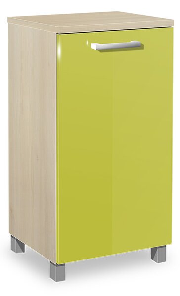 Koupelnová skříňka s košem na prádlo K18 barva skříňky: akát, barva dvířek: lemon lesk