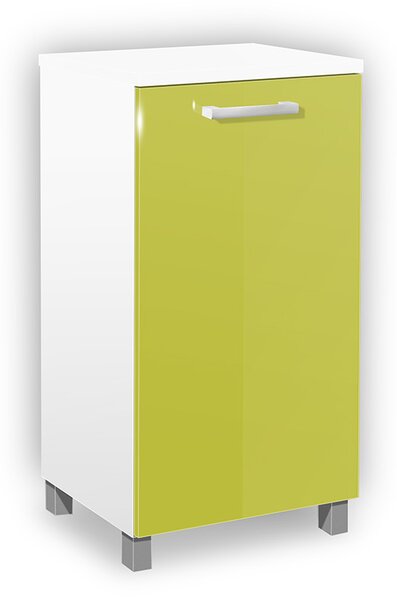 Koupelnová skříňka s košem na prádlo K18 barva skříňky: bílá 113, barva dvířek: lemon lesk