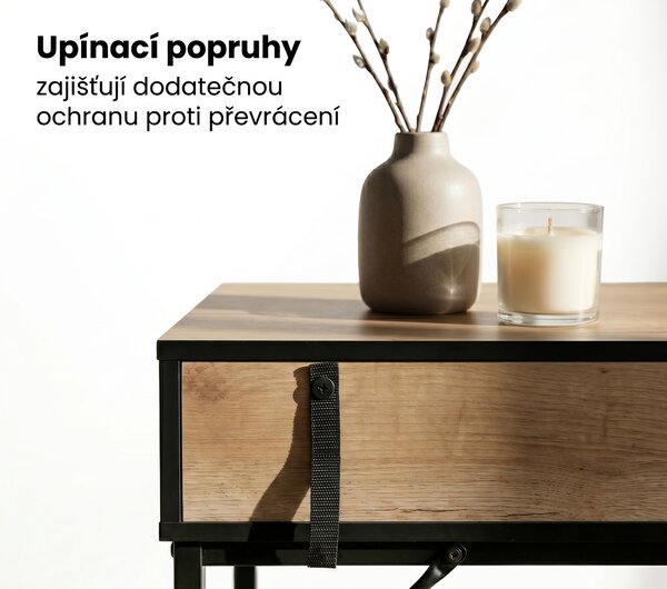 Ak furniture Konzolový stolek Elano 80 cm černý/Dub Craft