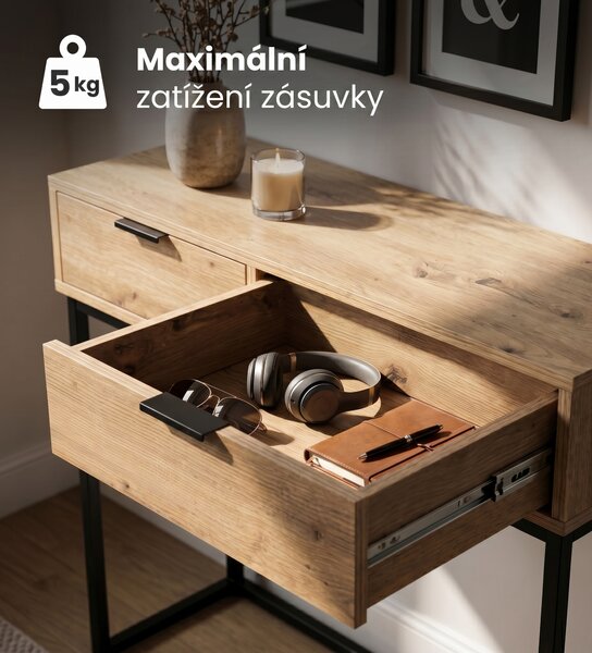 Ak furniture Konzolový stolek Elano 80 cm černý/Dub Artisan