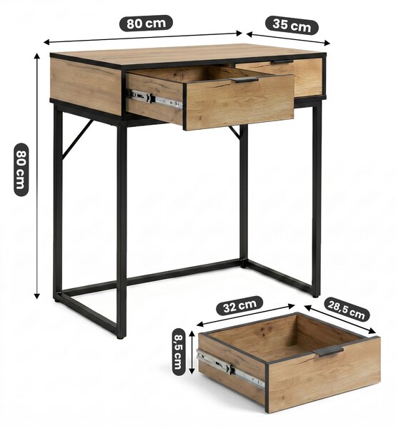 Ak furniture Konzolový stolek Elano 80 cm černý/Dub Craft