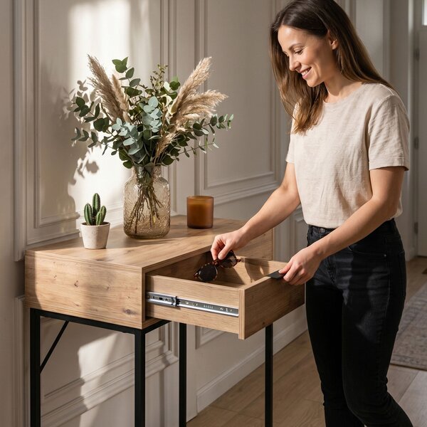 Ak furniture Konzolový stolek Elano 80 cm černý/Dub Artisan
